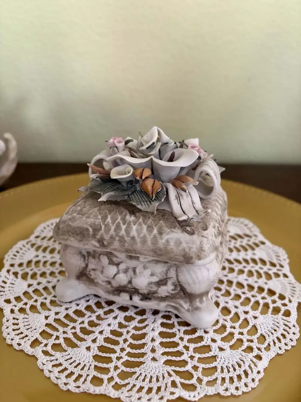 Casa Elite Capodimonte Style Porcelain Floral Trinket Box
